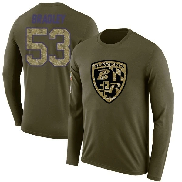 Bam Bradley Baltimore Ravens Salute to Service Sideline Olive Legend Long Sleeve T-Shirt